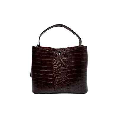 SAC CUIR EFFET CROCO CELIA MARRON