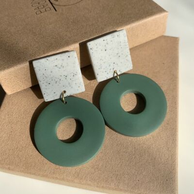 Tess clip-on earrings - Eucalyptus green