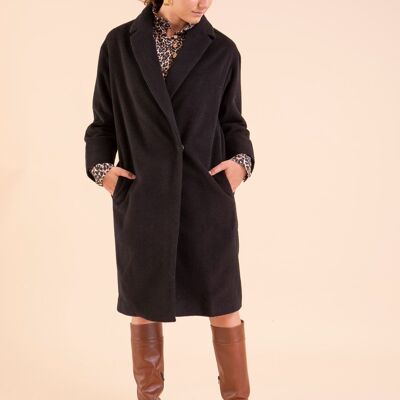 Joachim black woolen cloth coat