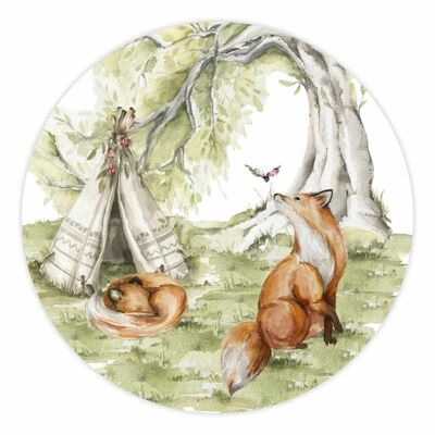 Cercle mural Renards dans la forêt (Ø20cm / Ø40cm)