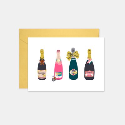 Tarjeta de felicitación de champán