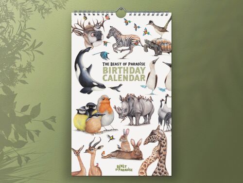 Birthday Calendar with Animals, Eco-Friendly Calendar, Calendar