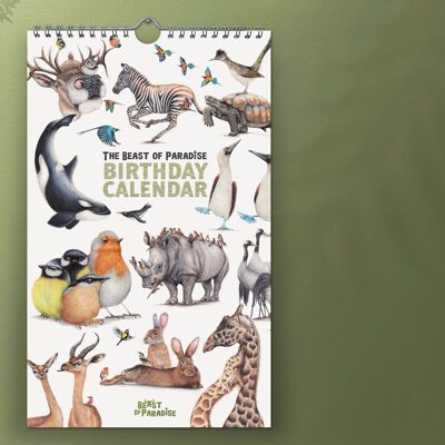 Birthday Calendar with Animals, Eco-Friendly Calendar, Calendar
