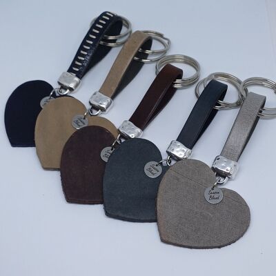 leather key ring with heart