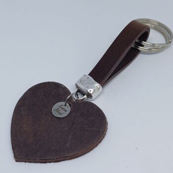 porte-clés en cuir avec coeur 3