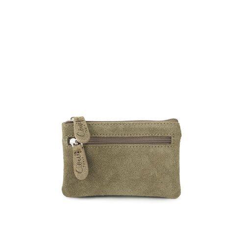 porte monnaie en daim kaki Carnaby 105 - idée cadeau sympa et accessible