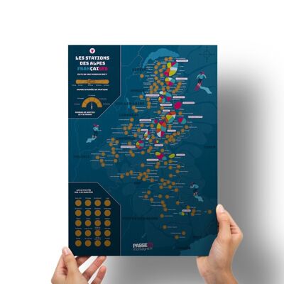 Scratch poster of ski resorts in the Alps