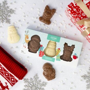 Paquet de 3 bouchées au chocolat avec personnages de Noël 2