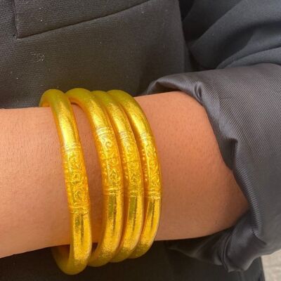 1 Genuine Buddhist bangle 8 mm - gold size S