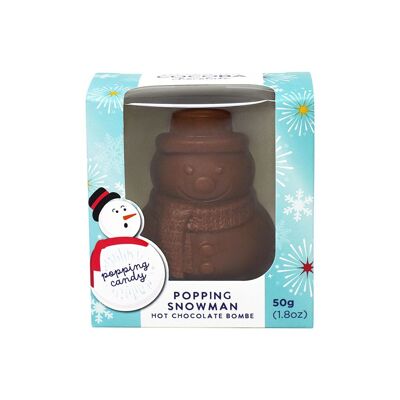 Bomba de chocolate caliente con muñeco de nieve y caramelo