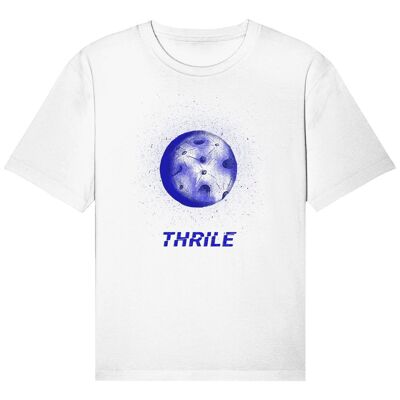 FULL MOON - Unisex Heavy Oversized White Tee - Screenprinting - Organic Oversize Shirt - Organic Relaxed Shirt