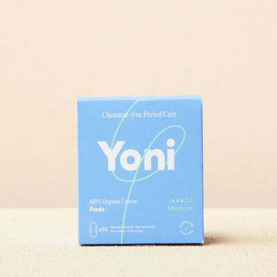 Yoni Pads Medium ∙ with wings x10 ∙ 100% Organic Cotton