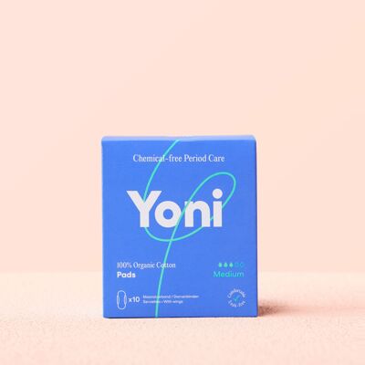 Yoni Pads Medium ∙ mit Flügeln x10 ∙ 100 % Bio-Baumwolle