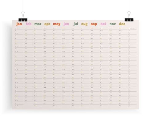 Blush 2024 Wall Planner, One Page Calendar Planner