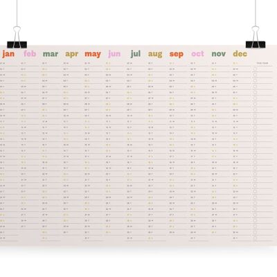 Planner da parete Blush 2024, pianificatore di calendario a una pagina
