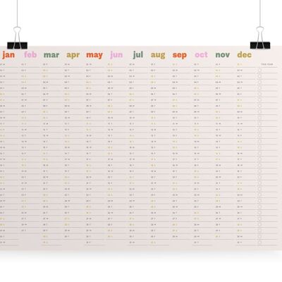 Planificateur mural Blush 2024, planificateur de calendrier d’une page