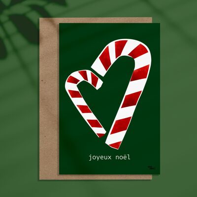 Cartolina di Natale - bastoncino di zucchero