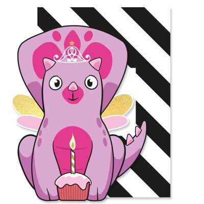 Pink Dino Princess With Cupcake
