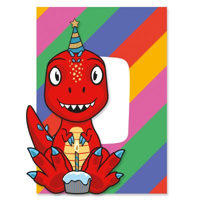 Red T-Rex With Cupcake