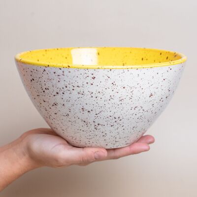 Keramik-Salatschüssel Ø21 cm 1,5 l / Weiß und gelb gesprenkelt NEW CINNAMON