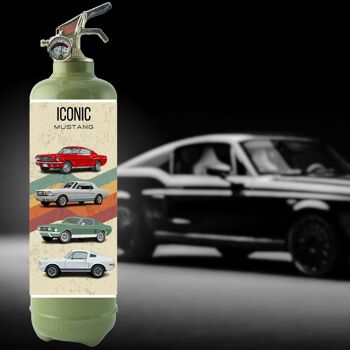 Extincteur Iconic Mustang Kaki Noël / Mustang Fire extinguisher Christmas gift / Feuerlöscher 2