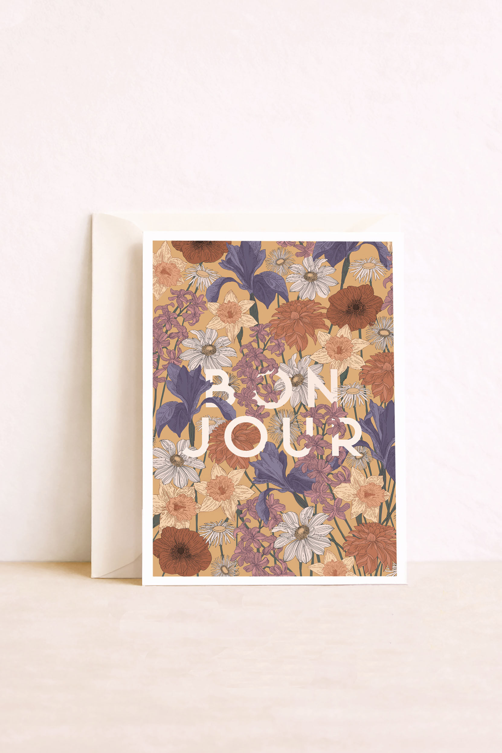 Illustrated postcard – Made in Brittany – Standard format – Hello – Floral motif