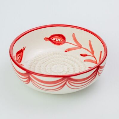 Ceramic plate for grating vegetables, nuts, fruit / Vintage white and red - SEVILLA