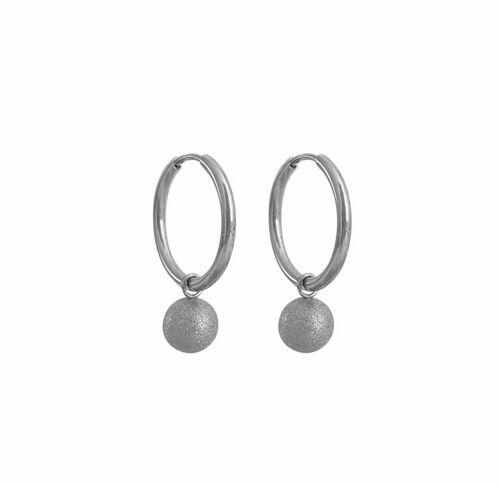 Frosted Ball Earrings - Silver