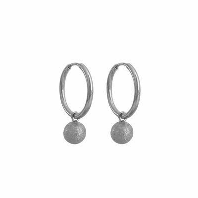 Frosted Ball Earrings - Silver