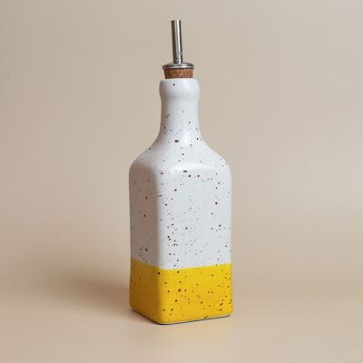 Olive oil and dressing dispenser bottle 375 ml/ White and speckled yellow - NEW CINNAMON