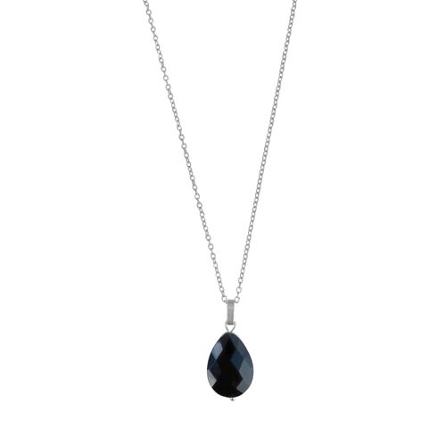 Silver Facet Black Agate Necklace