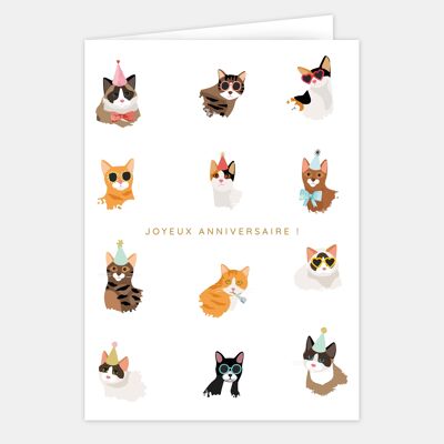 Tarjeta de cumpleaños grande - Gatos