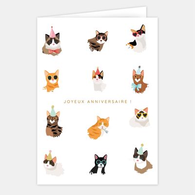 Grande carte anniversaire - les Chats