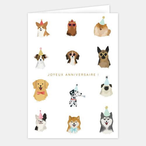 Grande carte anniversaire - les Chiens