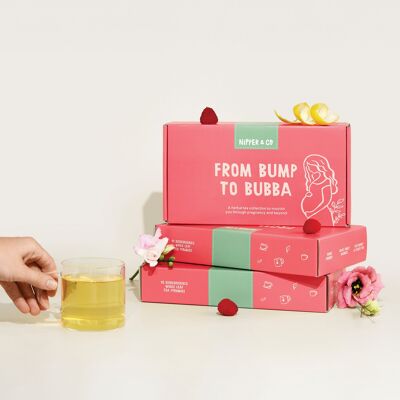 Caja de regalo de té para baby shower y nueva mamá, regalo de té para embarazadas Bump to Bubba
