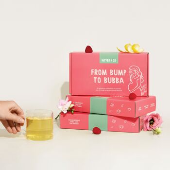 Coffret cadeau de thé pour baby shower et nouvelle maman, cadeau de thé de grossesse Bump to Bubba 1