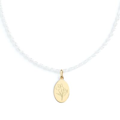 Pearl herbarium medal choker necklace