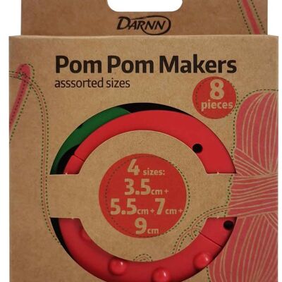 POM POM MAKER set da 4, creatore di pom pom, strumento per creare palline di lanugine, set di strumenti per creare pom pom di 4 dimensioni