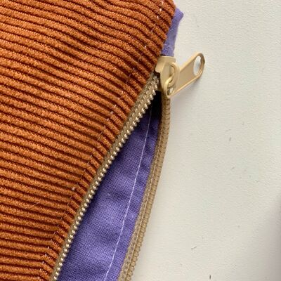 Handmade camel corduroy flat pencil case