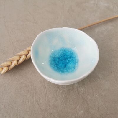 Verrine turquoise et blanche en porcelaine