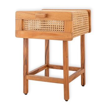 Table de chevet commode en bois et rotin meubles de chambre JAYA faits à la main 5