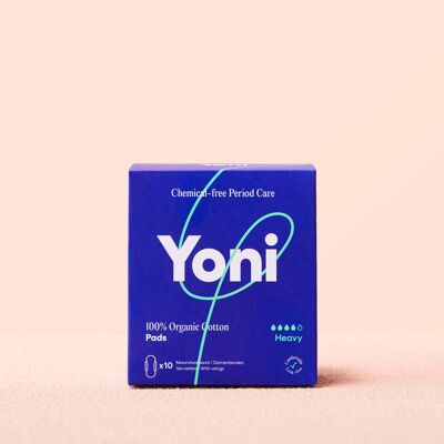 Yoni Pads Heavy • con alas x10 • 100% Algodón Orgánico