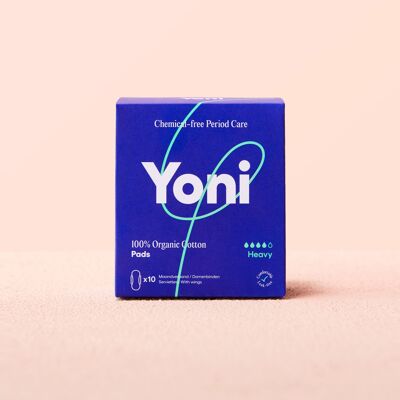 Yoni Pads Heavy • with wings x10 • 100% Organic Cotton