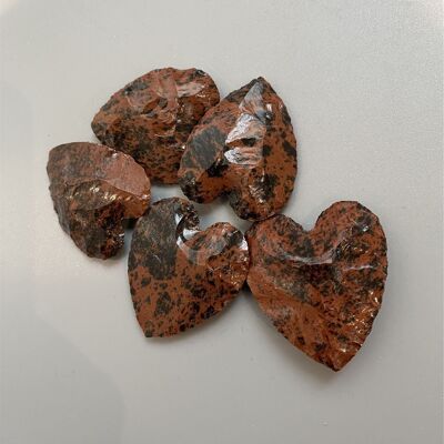 Petit cœur en cristal à facettes, 2-3 cm, obsidienne acajou