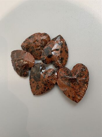 Petit cœur en cristal à facettes, 2-3 cm, obsidienne acajou