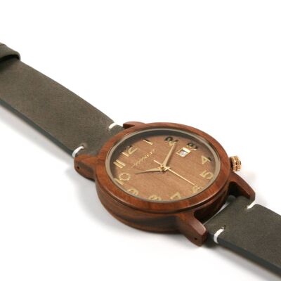 London men's taupe wood watch
