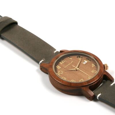 London men's taupe wood watch