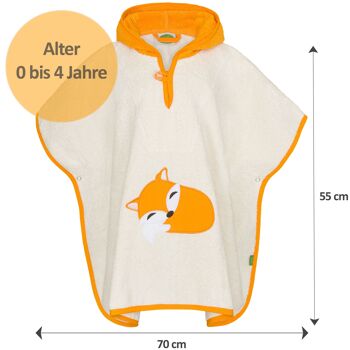 Poncho de bain bébé renard, 100% coton, fabriqué en Europe 3