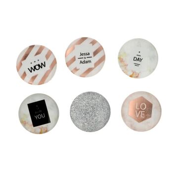 Lot de 6 aimants ronds de 3 cm avec phrases pour décoration 1