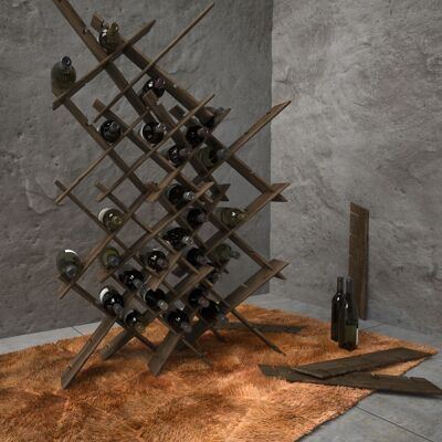Special, Unique, Composable Wine Rack made of Solid Walnut Wood